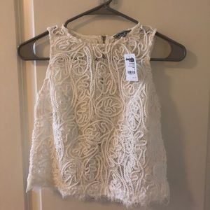 White lace crop top